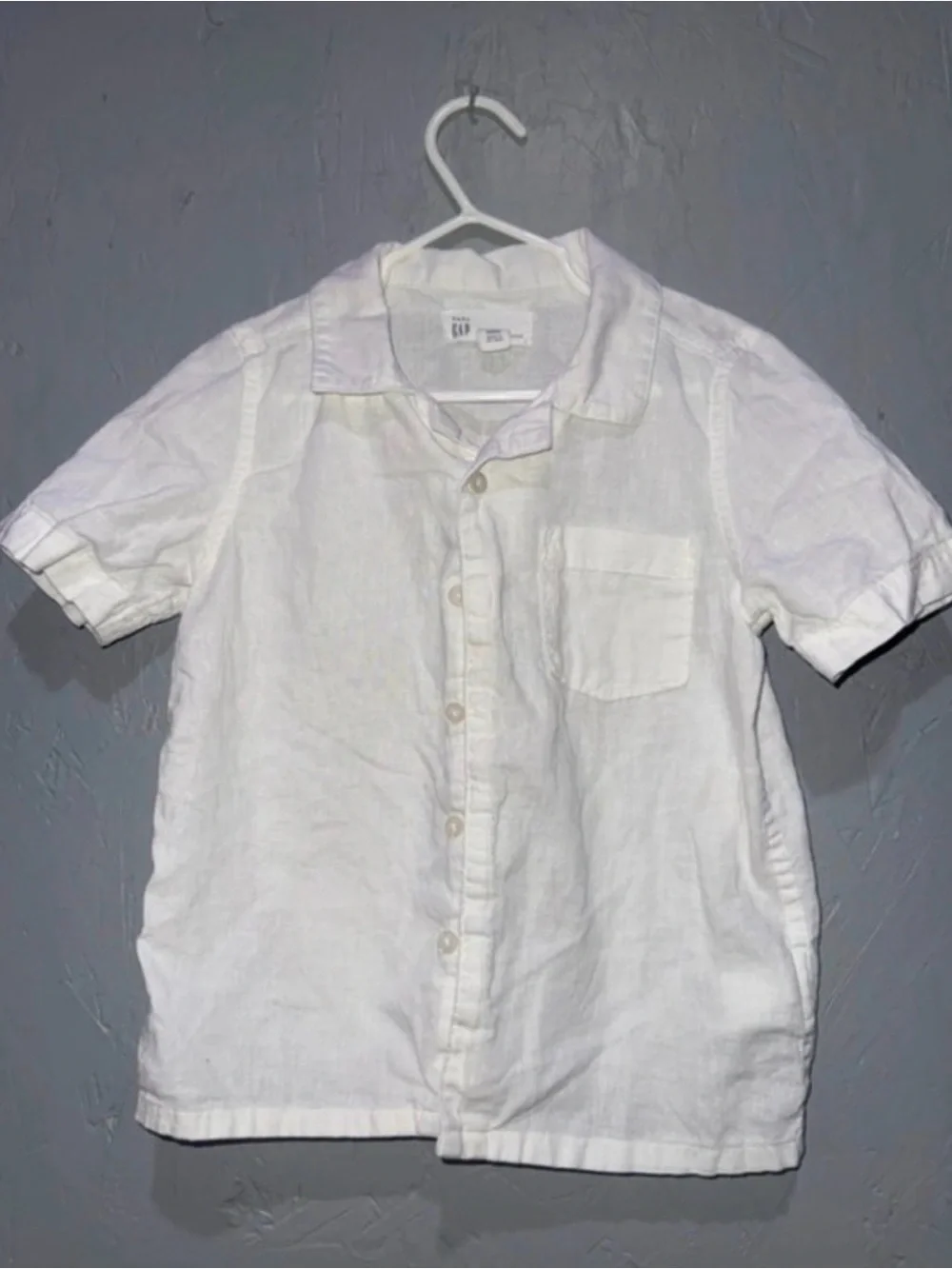 GAP White Short-Sleeve Button-Down Linen Shirt